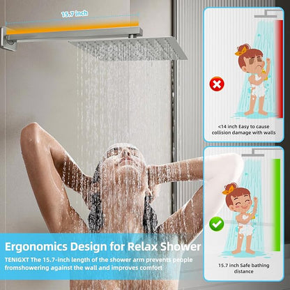 Bathroom Shower Faucet Set，10 Inch Rain Shower Head with Handheld Spray，Brass Shower Valve Trim Kit，Wall Mounted Square Rain Shower System (Brushed Nickel)