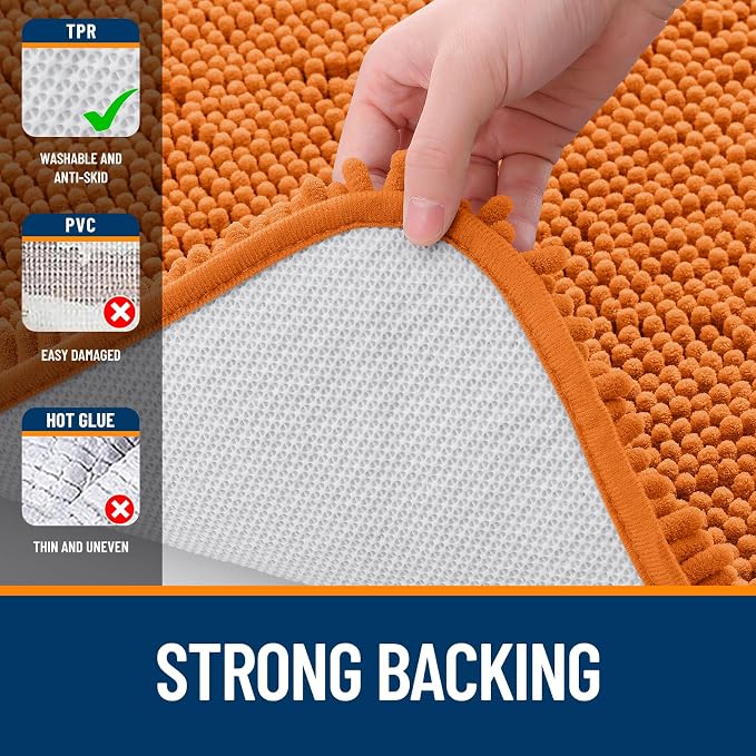 OLANLY Bathroom Runner Rugs 47x17, Extra Soft Absorbent Chenille Bath Rugs | Clay, Quick-Drying Rubber Backing, Machine Washable Long Bath Mat for Bathroom Floor, Tub and Shower, Home Decor Accessories