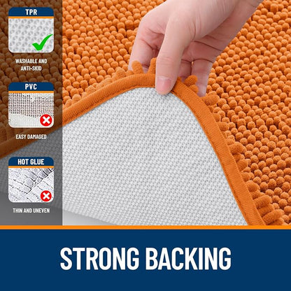 OLANLY Bathroom Runner Rugs 47x20, Extra Soft Absorbent Chenille Bath Rugs | Clay, Quick-Drying Rubber Backing, Machine Washable Long Bath Mat for Bathroom Floor, Tub and Shower, Home Decor Accessories