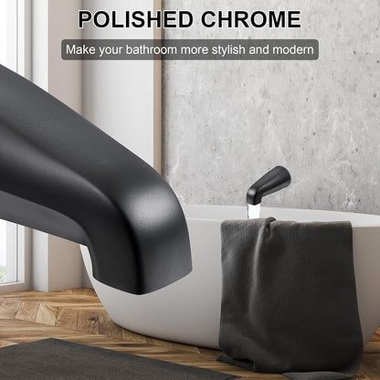 Dreyoo Universal Bath Tub Spout with Adapter, 5" Bathroom Bathtub Faucet Spout Without Diverter, Fits for 1/2'', 3/4'' IPS Inside Thread Connection and Tub/Shower Faucet Brands(Matte Black)