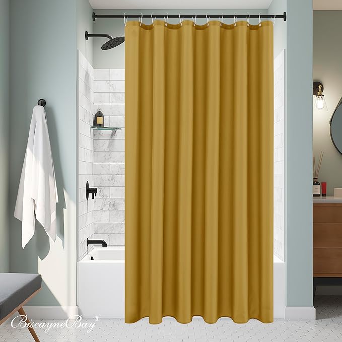 Fabric Shower Curtain Liner 72x72 Inch-Gold Standard Size Shower Liners | Hotel Quality Water Resistant Shower Liners for Bathroom-Machine Washable Cloth Polyester Bath Curtain-Rental Apartment Home