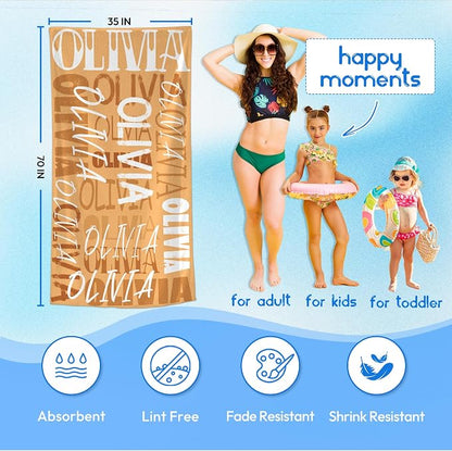JML Personalized Beach Towel with Name, Custom Beach Towel with Name, Customized Microfiber Pool Towel, Quick Dry & Absorbent Swim Towel for Adult,Anniversary, Birthday, Summer Holiday,Vacation