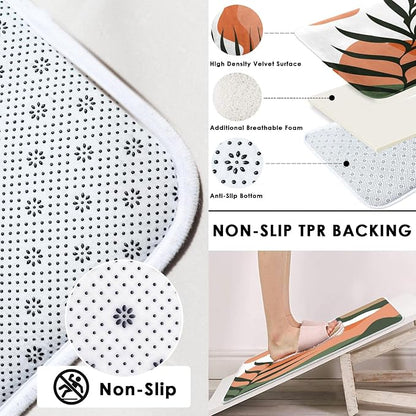 Bathroom Sets with Shower Curtain and Rug 4 Pcs, Boho Sun Mountain | Mid Century Abstract Bathroom Decor Set with Toilet Lid Cover, Non-Slip Bath Mats and Accessories 12 Hooks