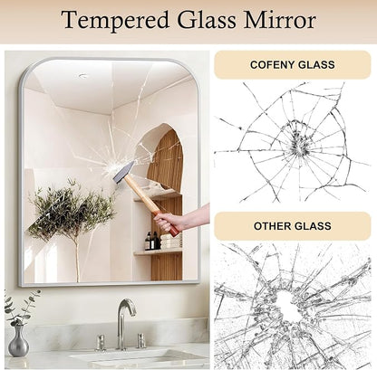 COFENY Bathroom Mirror, 30x36 inch Silver Rectangle Wall Mounted Mirror with Thin Frame, Bathroom Vanity Mirrors for Over Sink, Entryway, Living Room, Bedroom