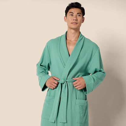 Amazon Essentials Men's Lightweight Cotton Waffle Bathrobe (Available in Big & Tall)