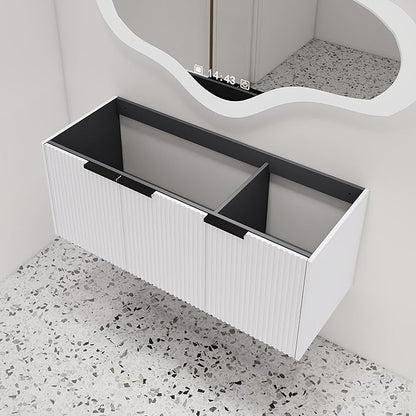 Malwee 48" Floating Bathroom Vanity Without Sink, 48 inch Wall Mounted Bathroom Cabinet, Modern White Cabinet with 3 Soft Close Doors, Basin not Include(MA10348DWH-C)