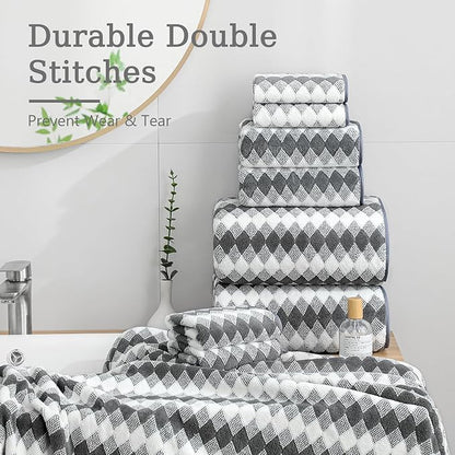 4 Piece Bath Towel Set Oversized Bath Sheet 35"x70" Bathroom Towel Extra Large Towel Set Soft Highly Absorbent & Quick Dry Premium Bath Sheet for Bathroom 600GSM Shower Towel Spa Gym Hotel,Dark Grey