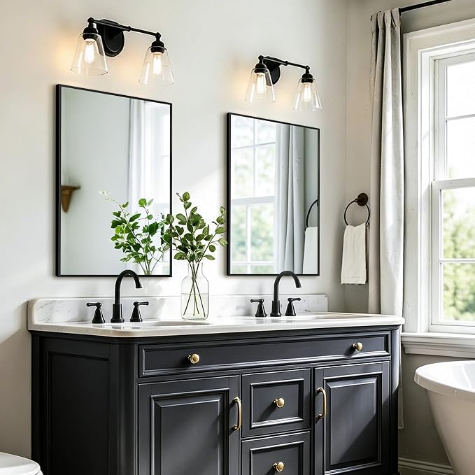 Bathroom Vanity Mirror for Over Sink, 30x20 Inch Matte Black Mirror | Shatterproof Tempered Glass, Anti-Rust Metal Frame, Rectangle Wall Mirrors for Bedroom, Living Room & Entryway