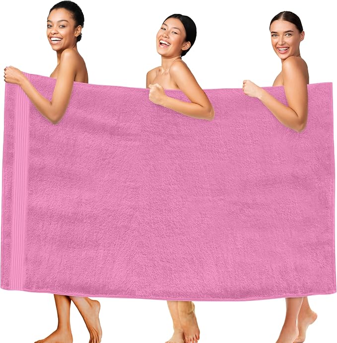 Elegant Comfort Premium Super Soft Highly Absorbent 1 Piece Oversized Bath Sheet - 40" x 80" inch, Luxurious Hotel Spa Quality 100% Turkish Cotton Extra Large Bath Towels for Adults, Light Pink