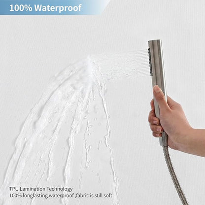 Extra Long Fabric Shower Curtain,No Liner Needed,72"x96",White | 2-in-1 Design,Linen Textured,100% Waterproof TPU-Laminated Backing,Magnetic Weighted,Machine Washable,For Bathroom,Hotel