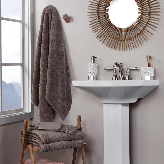 SKL Home CloudSoft Hand Towel Set-2-Piece, 100% Cotton Luxury, Mink Brown | Premium spa-level quality. 600 GSM weight. Ultra plush & absorbent. For use in the bathroom, kitchen, bar or any sink space.
