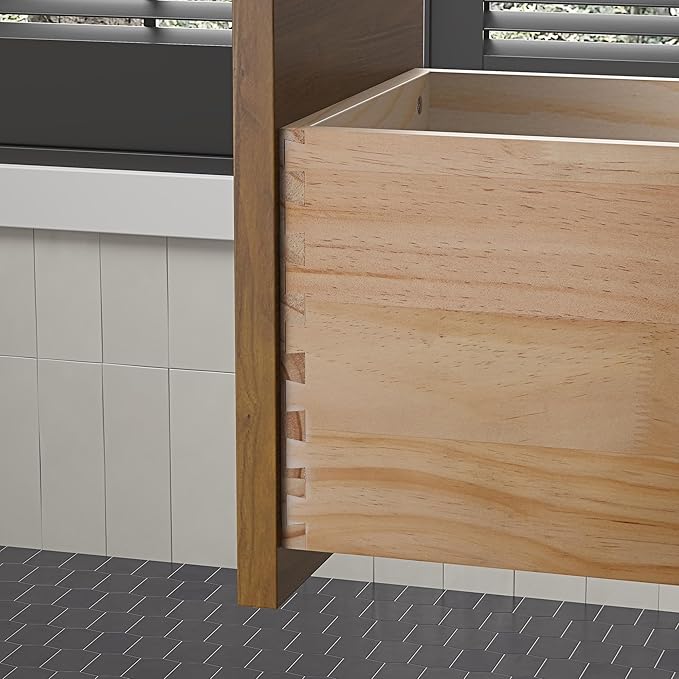 OVE Decors Indy 48 in. Undermount Single Sink Bathroom Vanity with White Engineered Marble Top, Warm Walnut