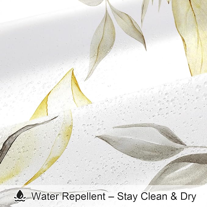 Litabel Extra Long Boho Watercolor Floral Shower Curtain 72 x 84, Yellow Painting Style Flower Shower Curtains for Chic Elegant Bathroom, Artistic XL Modern Fabric Cloth Shower Curtain