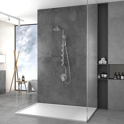 Lanikai Rain Shower Head with Handheld Spray Combo - 1028-CH, Polished Chrome - 8" Rain Showerhead with Handheld Sprayer, 3 Spray Jets, 5-Function Rainfall Shower Head with Hose, 2.5 GPM