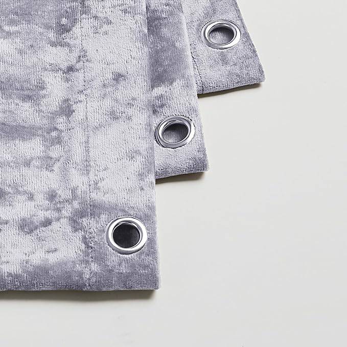 Fredsure Distressed Velvet Shower Curtain Set, 13 Pieces Light Purple Including 1 Piece 72"x72" Shower Curtain and 12 Pieces Silver Hooks