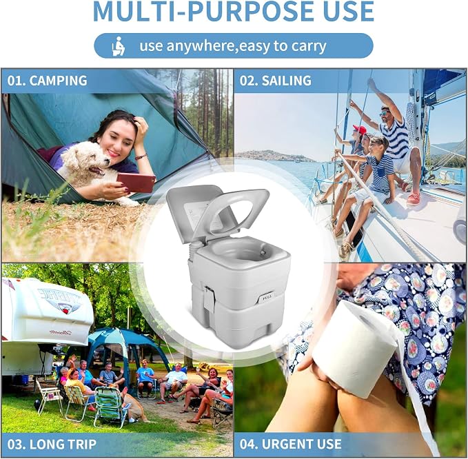 YITAHOME Portable Toilet | Camping Toilet, Travel RV Toilet, 5.3 Gallon Detachable Waste Tank, Double Water Spouts for Camping, Hiking, Hunting
