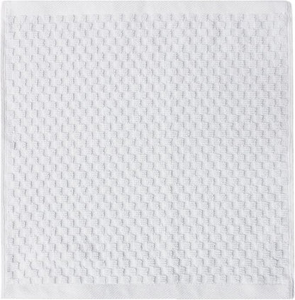 COTTON CRAFT Euro Spa Waffle Wash Cloth - Set of 12 Luxury Pure Ringspun Cotton Waffle Weave Bathroom Face Towel - Everyday Plush Absorbent Hotel Gym Shower Beach Kitchen Travel Dorm - 12x12 - White