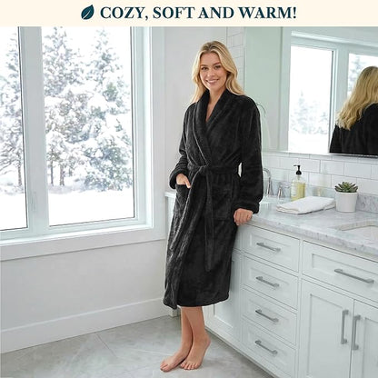PAVILIA Premium Womens Plush Soft Robe Fluffy, Warm, Fleece Sherpa Shaggy Bathrobe
