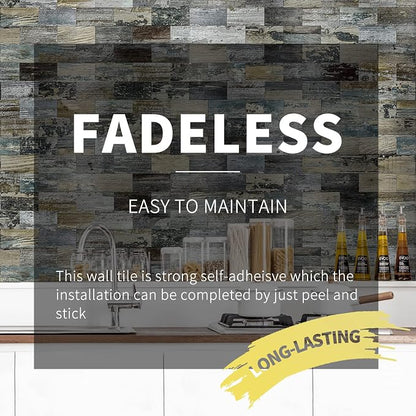 Art3d PVC Peel and Stick Backsplash Wall Tile, 10-Pack, Spruce Grey Rustic | PVC, Self Adhesive, Splash Resistant, Multi-Surface Compatibility, Ideal for Kitchens, Fireplaces, Stair Areas