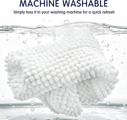 SUBRTEX Bathroom Rugs Chenille Bath Rug Soft Short Plush Bath Mat Soft Shower Mat Water Absorbent Shower Mat Quick Dry Machine Washable(White,18" x 24")