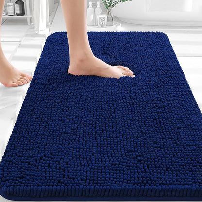 OLANLY Bathroom Rugs 30x20, Extra Soft Absorbent Chenille Bath Rugs | Navy, Quick-Drying Rubber Backing, Machine Washable Bath Mat for Bathroom Floor, Tub and Shower, Home Decor Accessories