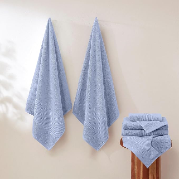 Modern Threads Air Cloud 18-Piece Towel Set - 100% Zero-Twist Cotton, 500 GSM, Quick Dry & Plush, Blue