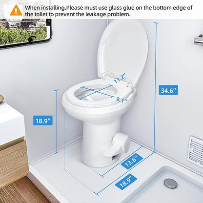 YITAHOME RV Toilet with Pedal Flush | High Profile Gravity Flush Toilet with Hand Sprayer for Motorhome Caravan Car Travel
