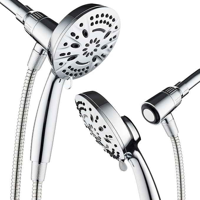 AquaDance New Magnetic Docking 8-setting High Pressure Handheld Shower Head | Space-age Magnetic Guidance Bracket System, Giant 5-inch Face, Extra-long 72-inch Stainless Steel Hose - All Chrome Finish
