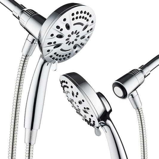 AquaDance New Magnetic Docking 8-setting High Pressure Handheld Shower Head | Space-age Magnetic Guidance Bracket System, Giant 5-inch Face, Extra-long 72-inch Stainless Steel Hose - All Chrome Finish