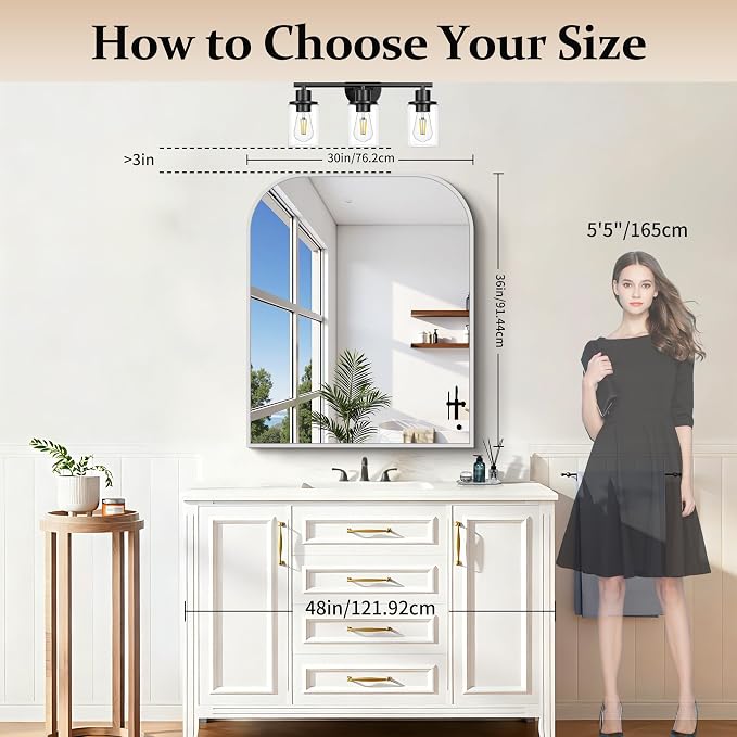 COFENY Bathroom Mirror, 30x36 inch Silver Rectangle Wall Mounted Mirror with Thin Frame, Bathroom Vanity Mirrors for Over Sink, Entryway, Living Room, Bedroom