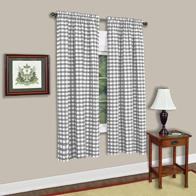 Sweet Home Collection Cotton Decorative Buffalo Check Design 63" Gray