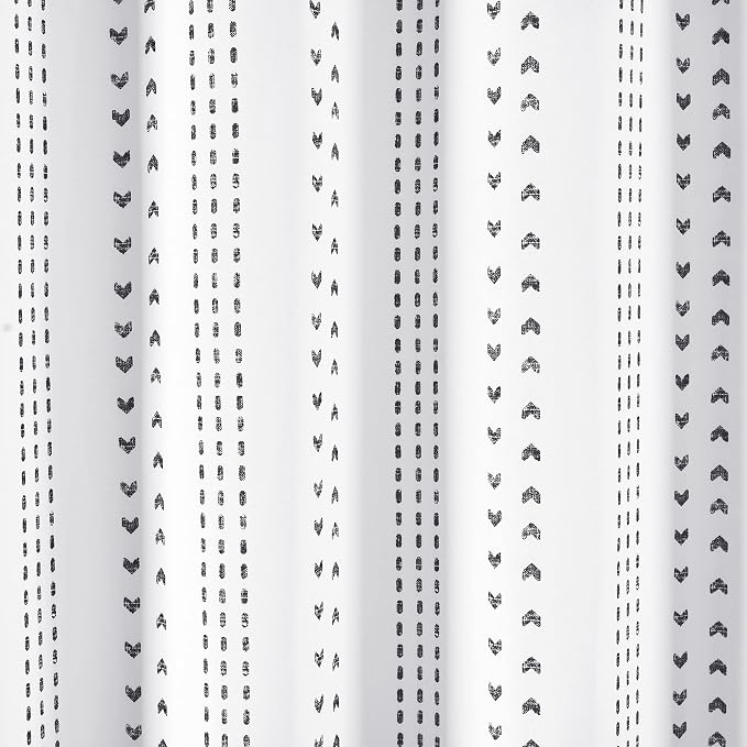 Lush Decor Hygge Stripe Shower Curtain Single 72" W x 72" L Black & White - Fabric Shower Curtains for Bathroom - White Bathroom Curtain