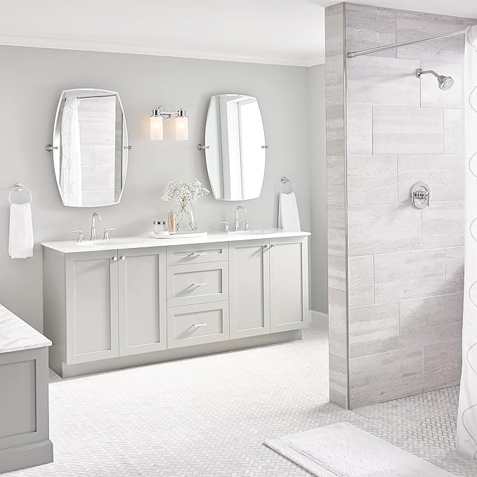 Moen Gibson Two-Handle High Arc Widespread Modern Bathroom Sink Faucet for 3-Hole Setups with Valve Included, Chrome, TV6142