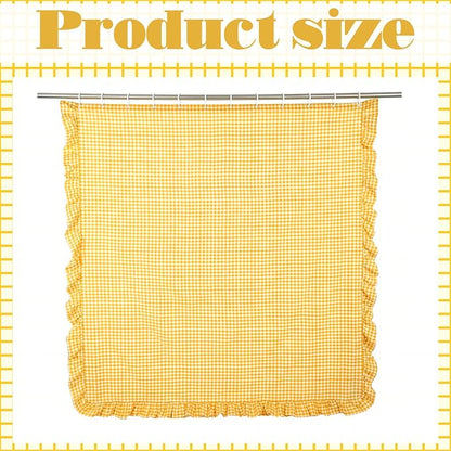 HunnmingRe Ruffled Gingham Shower Curtain Yellow | 72'' x 72'' Vintage Farmhouse Curtain, Cotton Cottage Core Rural Checkered Plaid Decor, Fall Shower Curtain for Bathroom