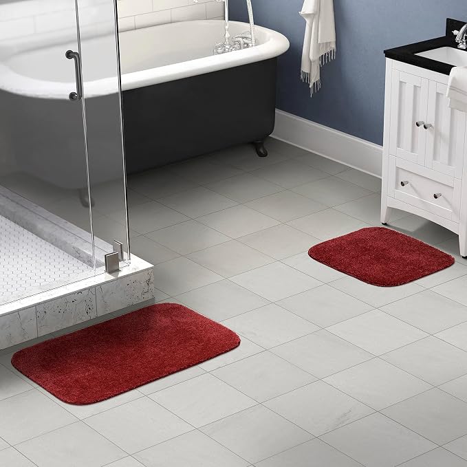 Garland Rug Traditional Nylon Washable Chili Pepper Red 2 Bath Rugs (17" X 24", 21" X 34") - Soft, Absorbent, And Stylish for Your Bathroom