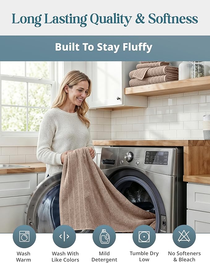 Casa Platino 100% Cotton Bath Sheets Set of 4 (36"x72") - Ring Spun Cotton Extra Large Bath Towels Sets - Quick Dry, Soft & Absorbent Oversized Shower Towel Sets - Sustainabaly Produced - Tan Brown