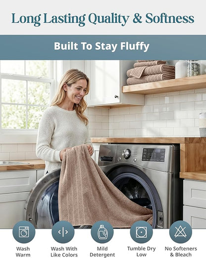 Casa Platino 100% Cotton Bath Sheets Set of 4 (36"x72") - Ring Spun Cotton Extra Large Bath Towels Sets - Quick Dry, Soft & Absorbent Oversized Shower Towel Sets - Sustainabaly Produced - Tan Brown