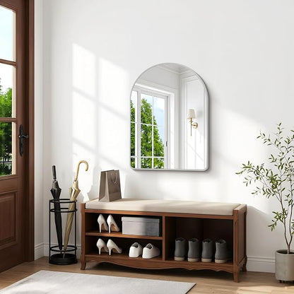 BONEWEI Arched Wall Mirror,30x36 inch Silver Arched Mirror Bathroom,Vanity Mirror for Over Sink Metal Frame,Tempered Glass Arch Mirrors for Bedroom,Entryway,Living Room,Home Decor Shatter-Proof
