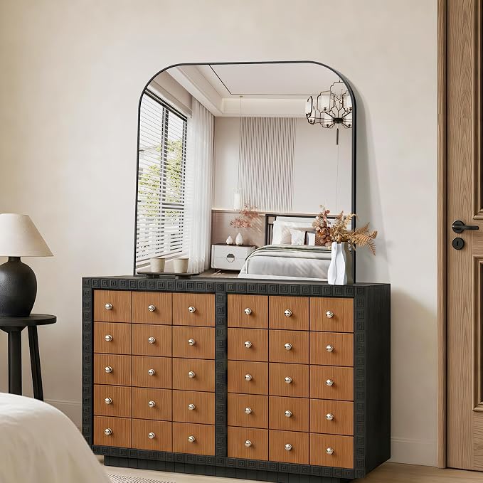 YIROMAN Bathroom Mirrors for Over Sink,36"x36" Black Bathroom Vanity Mirror | Thin Brushed Aluminum Frame,HD tempered glass, Rectangular,Rounded & Right-angle Corners,Sink,Entryway,Bedroom