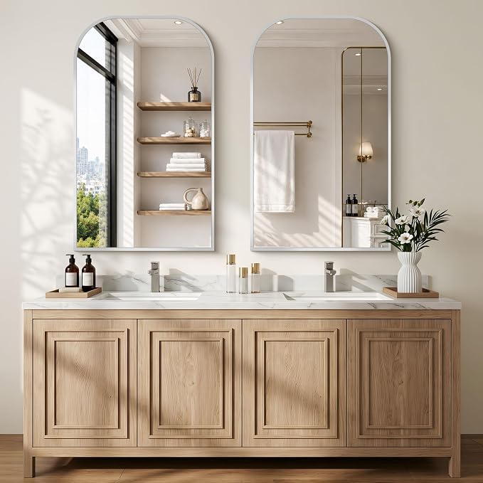 COFENY Bathroom Mirror, 30x50 inch Silver Rectangle Wall Mounted Mirror with Thin Frame, Bathroom Vanity Mirrors for Over Sink, Entryway, Living Room, Bedroom