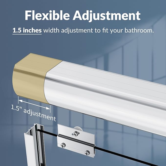SUNNY SHOWER 60" W x 57.4" H Bathtub Shower Door 1/4" Frosted Glass Double Sliding Doors Tub Doors Chrome Finish