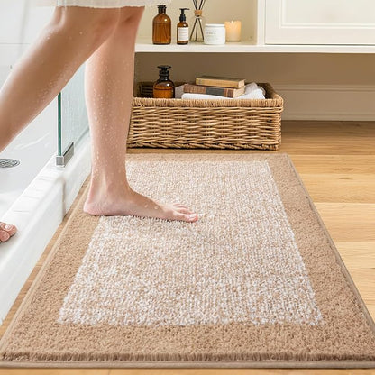 36x24 Large Bathroom Rugs Washable Non Slip, Beige Bath Mat for Bathroom Floor Tub, Soft Absorbent Quick Dry Mats for Shower, Bathtub,Home Decor