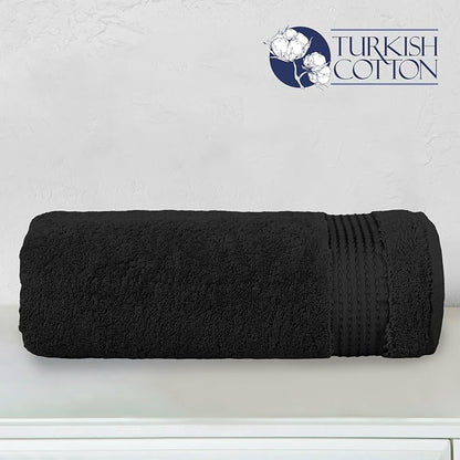 Elegant Comfort Premium Turkish Cotton 1 Piece Jumbo Bath Towel - 35 x 70 inch, Luxurious Hotel Spa Quality 100% Turkish Cotton Large Bath Towel - Highly Absorbent - Soft Bathroom Towel, Black