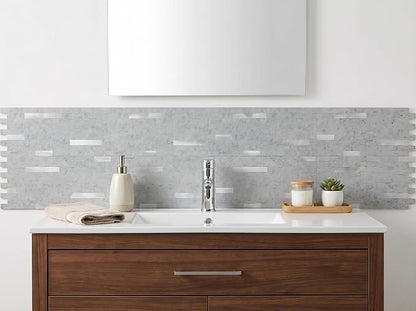 Yipscazo Peel and Stick Stone Metal Backsplash, PVC Wall Tiles Stick on Tiles for Backsplash Kitchen (Gray Stone, 40 Packs)