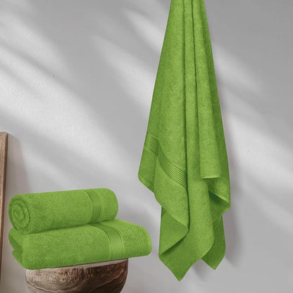 Cotton 2 Pack Oversized Bath Towel Set 28x55 inches, Large Bath Towels, Ultra Absorbant Compact Quickdry & Lightweight Towel, Ideal for Gym Travel Camp Pool - Kiwi Green