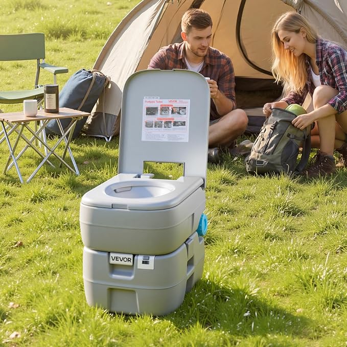 VEVOR Portable Toilet, 7.9 Gal Detachable Waste Tank & 5 Gal Flush Tank, 200 Flushes, Camping Toilet for Adults, Outdoor Porta Potty with Level Indicator, Suitable for RV Travel, Camping, Hiking