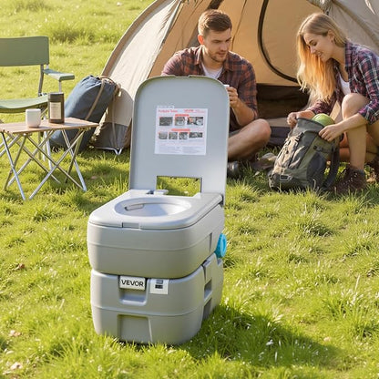 VEVOR Portable Toilet, 7.9 Gal Detachable Waste Tank & 5 Gal Flush Tank, 200 Flushes, Camping Toilet for Adults, Outdoor Porta Potty with Level Indicator, Suitable for RV Travel, Camping, Hiking