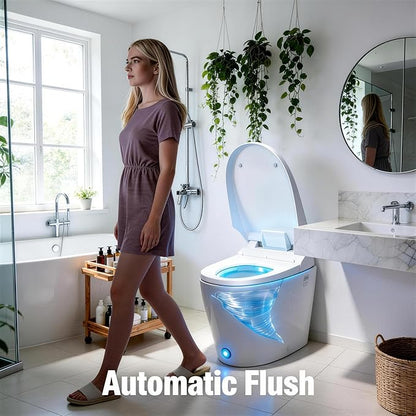‌VANCOCO Smart Toilets with Built-in Bidet,One-Piece Toilets with Toilet Bidet,Smart Toilets and Bidets with Night Light & Heated Seat,Warm Water Wash & Air Dryer