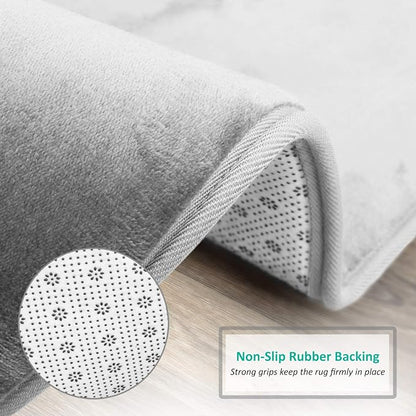 Clara Clark Bathroom Rugs, Velvet Memory Foam Bath Mat, Non-Slip, Machine Washable Bath Rugs - Dries Quickly, Ultra Soft Plush Bath Mats for Bathroom, 20 x 24, Silver