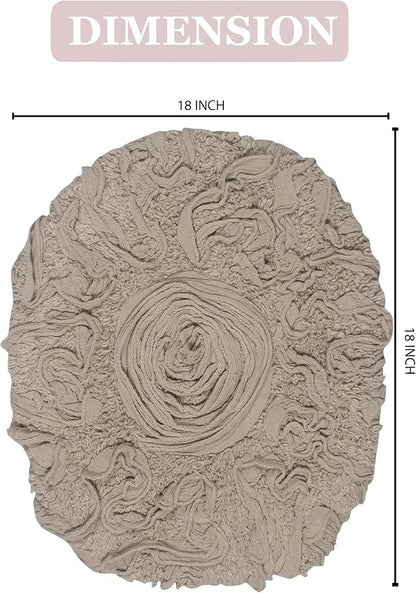 Home Weavers Bell Flower Toilet Lid Cover – 18"x18", 100% Cotton Tufted, Soft & Absorbent, Non-Slip, Machine Washable Bathroom Seat Cover, Linen